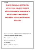 DIALYSIS TECHNICIAN CERTIFICATION ACTUAL EXAM 2026 &ndash; VERIFIED QUESTIONS WITH RATIONALES &vert; PASS YOUR CCHT &sol; BONENT &sol; NNCC EXAM WITH CONFIDENCE&NewLine;&NewLine;
