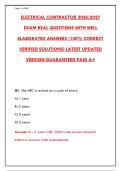 ELECTRICAL CONTRACTOR EXAM 2026&sol;2027 &ndash; COMPLETE 300-QUESTION BANK WITH VERIFIED ANSWERS & NEC CODE RATIONALES &vert; PASS YOUR C-11 LICENSE ON THE FIRST TRY&NewLine;&NewLine;
