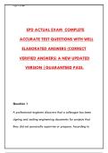 EPD ACTUAL EXAM 2026 &ndash; COMPLETE 300-QUESTION BANK WITH VERIFIED ANSWERS & ETHICS RATIONALES &vert; PASS YOUR ENGINEERING PROFESSIONAL DEVELOPMENT EXAM WITH CONFIDENCE&NewLine;&NewLine;