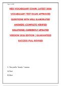 HESI VOCABULARY EXAM 2026 &ndash; COMPLETE 300-QUESTION BANK WITH VERIFIED ANSWERS & RATIONALES &vert; PASS YOUR HESI MEDICAL TERMINOLOGY TEST WITH CONFIDENCE&NewLine;&NewLine;
