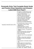 Paramedic Entry Test Complete Study Guide&NewLine;and Practice Exam Questions and Answers&NewLine;Latest 2026 Sure Pass&excl;&excl;&excl;