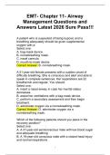 EMT- Chapter 11- Airway&NewLine;Management Questions and&NewLine;Answers Latest 2026 Sure Pass&excl;&excl;&excl;