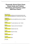 Paramedic School Entry Exam&NewLine;Study Guide and Practice&NewLine;Questions and Answers Latest&NewLine;2026 Sure Pass&excl;&excl;&excl;