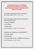 CALIFORNIA AIR QUALITY SPECIALIST &NewLine;CERTIFICATION EXAM ACTUAL VERIFIED &NewLine;QUESTIONS AND DETAILED SOLUTIONS LATEST &NewLine;UPDATE THIS YEAR&excl;&excl;&excl;