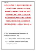 ICS 100 FINAL EXAM 2026 &ndash; COMPLETE ANSWER KEY & STUDY GUIDE &vert; PASS YOUR INCIDENT COMMAND SYSTEM TEST WITH CONFIDENCE&NewLine;&NewLine;