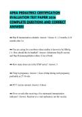 APEA PEDIATRICS CERTIFICATION&NewLine;EVALUATION TEST PAPER 2026&NewLine;COMPLETE QUESTIONS AND CORRECT&NewLine;ANSWERS&NewLine;