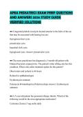 APEA PEDIATRICS EXAM PREP QUESTIONS&NewLine;AND ANSWERS 2026 STUDY GUIDE&NewLine;VERIFIED SOLUTIONS&NewLine;
