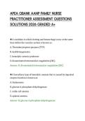 APEA QBANK AANP FAMILY NURSE&NewLine;PRACTITIONER ASSESSMENT QUESTIONS&NewLine;SOLUTIONS 2026 GRADED A&plus;&NewLine;