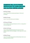 CHAMPIONS REAL ESTATE FINANCE&NewLine;CERTIFICATION TEST PAPER QUESTIONS&NewLine;AND SOLUTIONS VERIFIED ANSWERS