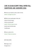 CHE 113 EXAM SCRIPT FINAL PAPER FULL&NewLine;QUESTIONS AND ANSWERS 2026&NewLine;