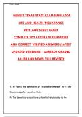 TEXAS LIFE & HEALTH INSURANCE EXAM 2026 &ndash; 300&plus; REAL QUESTIONS & CORRECT ANSWERS WITH RATIONALES &vert; PASS YOUR TEXAS STATE LICENSING EXAM WITH CONFIDENCE&NewLine;&NewLine;