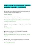 CIVICS ACTUAL QUESTIONS AND VERIFIED&NewLine;ANSWERS COMPLETE STUDY PACK&NewLine;
