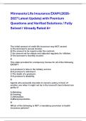 Minnesota Life Insurance EXAM &lpar;2026&NewLine;2027 Latest Update&rpar; with Premium &NewLine;Questions and Verified Solutions &sol; Fully &NewLine;Solved &sol; Already Rated A&plus;