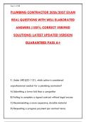 PLUMBING CONTRACTOR 2026 &ndash; ARIZONA ROC EXAM TEST BANK WITH CORRECT ANSWERS & RATIONALES &vert; 300&plus; REAL QUESTIONS&NewLine;&NewLine;