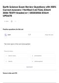 Earth Science Exam Review Questions with 100&percnt; Correct Answers &vert; Verified &vert;&vert; ACTUAL EXAM 2026 TEST&excl;&excl; Graded A&plus; &vert; 2025&vert;2026 EXAM UPDATE