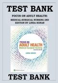 TEST BANK&NewLine;FOCUS ON ADULT HEALTH&colon;&NewLine;MEDICAL-SURGICAL NURSING 2ND &NewLine;EDITION BY LINDA HONAN