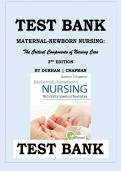TEST BANK  MATERNAL-NEWBORN NURSING&colon; The Critical Components of Nursing Care &NewLine;3&NewLine;RD EDITION&NewLine;BY DURHAM &vert; CHAPMAN&NewLine;