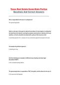 Texas Real Estate State Exam Questions and Correct Answers &ndash; Complete State Portion Practice Guide