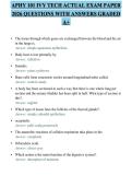 APHY 101 IVY TECH ACTUAL EXAM PAPER&NewLine;2026 QUESTIONS WITH ANSWERS GRADED&NewLine;A&plus;