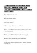 APHY 101 IVY TECH COMMUNITY&NewLine;COLLEGE PRACTICE SET 2026&NewLine;TESTED QUESTIONS AND VERIFIED&NewLine;SOLUTIONS 