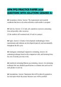 APM PFQ PRACTICE PAPER 2026&NewLine;QUESTIONS WITH SOLUTIONS GRADED A&plus;