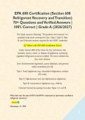 EPA 608 Certification &lpar;Section 608 Refrigerant Recovery and Transition&rpar; BUNDLE 320&plus; Questions and Verified Answers &vert; 100&percnt; Correct &vert; Grade A &lpar;2026&sol;2027&rpar;