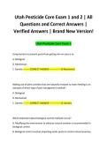 Utah Pesticide Core Exam 1 and 2 &vert; All Questions and Correct Answers &vert; Verified Answers &vert; Brand New Version&excl;