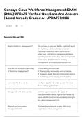 Genesys Cloud Workforce Management EXAM &lpar;2026&rpar; UPDATE Verified Questions And Answers &vert; Latest Already Graded A&plus; UPDATE &vert;2026