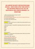 ACE AIRPORT SECURITY CERTIFICATION EXAM &NewLine;&lpar;AAAAE&rpar; &ndash; MOCK EXAM LATEST 2026 UPDATE &vert; &NewLine;FAST REVIEWED FROM ACTUAL TEST 100 &NewLine;QUESTIONS & 100&percnt; VERIFIED ANSWERS &vert; A&plus; &NewLine;GRADE Q&A