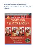 Test Bank Kaplan and Sadock&rsquo;s Synopsis of Psychiatry Behavioral Sciences Clinical Psychiatry 11th Edition Sadock Ruiz ISBN 9781975145564 Complete Chapters Questions and Verified Answers A&plus;
