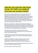 GERIATRIC AND PEDIATRIC ANESTHESIA&NewLine;ACTUAL TEST SCRIPT 2026 COMPLETE&NewLine;QUESTIONS AND ANSWERS VERIFIED