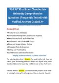 Phil 347 Final Exam Chamberlain University Comprehensive Questions &lpar;Frequently Tested&rpar; with Verified Answers Graded A&plus;
