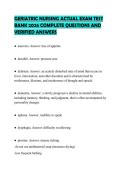 GERIATRIC NURSING FINAL EXAM REVIEW&NewLine;2026 ACCURATE QUESTIONS AND&NewLine;ANSWERS