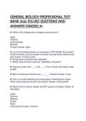 GENERAL BIOLOGY TEST PAPER QUESTIONS&NewLine;AND SOLUTIONS 2026 GRADED A&plus;