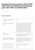 Massachusetts oil burner EXAM&comma; MOST TESTED QUESTIONS AND VERIFIED SOLUTIONS&sol;study guide &vert; GET IT 100&percnt; ACCURATE&excl;&excl; 2026&excl;&excl;