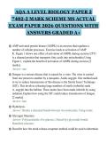 AQA A LEVEL BIOLOGY PAPER 2&NewLine;7402-2 MARK SCHEME MS ACTUAL&NewLine;EXAM PAPER 2026 QUESTIONS WITH&NewLine;ANSWERS GRADED A&plus;