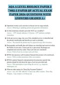 AQA A LEVEL BIOLOGY PAPER 3&NewLine;7402-3 PAPER QP ACTUAL EXAM&NewLine;PAPER 2026 QUESTIONS WITH&NewLine;ANSWERS GRADED A&plus;&NewLine;