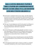 AQA A LEVEL BIOLOGY PAPER 3&NewLine;7402-3 PAPER QP COMPREHENSIVE&NewLine;STUDY GUIDE 2026 FULL QUESTIONS&NewLine;AND SOLUTIONS GRADED A&plus;&NewLine;