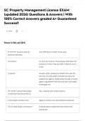 SC Property Management License EXAM &lpar;updated 2026&rpar; Questions & Answers &vert; With 100&percnt; Correct Answers graded A&plus; Guaranteed Success&excl;&excl;