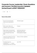 Corporals Course&colon; Leadership I Exam Questions and Answers &lpar;Verified Answers&rpar; Updated &lpar;Actual Exam&rpar; LATEST VERSION&excl;&excl;