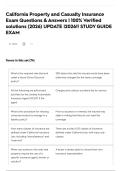 California Property and Casualty Insurance Exam Questions & Answers &vert; 100&percnt; Verified solutions &lpar;2026&rpar; UPDATE &vert;2026&excl;&excl; STUDY GUIDE EXAM