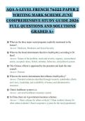 AQA A-LEVEL FRENCH 76522 PAPER 2&NewLine;WRITING MARK SCHEME JUNE&NewLine;COMPREHENSIVE STUDY GUIDE 2026&NewLine;FULL QUESTIONS AND SOLUTIONS&NewLine;GRADED A&plus;