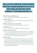 AQA A-LEVEL FRENCH 76522 PAPER 2&NewLine;WRITING MARK SCHEME JUNE FINAL&NewLine;TEST 2026 QUESTIONS WITH&NewLine;CORRECT ANSWERS GRADED A&plus;&NewLine;