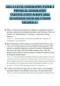 AQA A-LEVEL GEOGRAPHY PAPER 1&NewLine;PHYSICAL GEOGRAPHY&NewLine;CERTIFICATION SCRIPT 2026&NewLine;QUESTIONS WITH SOLUTIONS&NewLine;GRADED A&plus;