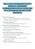 AQA A-LEVEL GEOGRAPHY PAPER 1&NewLine;PHYSICAL GEOGRAPHY&NewLine;COMPREHENSIVE STUDY GUIDE 2026&NewLine;FULL QUESTIONS AND SOLUTIONS&NewLine;GRADED A&plus;&NewLine;