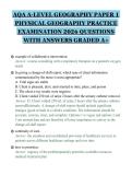 AQA A-LEVEL GEOGRAPHY PAPER 1&NewLine;PHYSICAL GEOGRAPHY PRACTICE&NewLine;EXAMINATION 2026 QUESTIONS&NewLine;WITH ANSWERS GRADED A&plus;