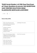 TExES Social Studies 4-8 &lpar;118&rpar; Prep Final Exam pt 1 Exam Questions & Answers Test QUESTIONS AND VERIFIED SOLUTIONS &vert;2026&vert; ELABORATED &DETAILED ANSWERS&excl;&excl;
