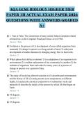 AQA A-LEVEL PSYCHOLOGY PAPER 1&NewLine;INTRODUCTORY TOPICS IN&NewLine;PSYCHOLOGY ACTUAL EXAM PAPER&NewLine;2026 QUESTIONS WITH ANSWERS&NewLine;GRADED A&plus;