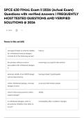 SPCE 630 FINAL Exam &vert;&vert; 2026 &lpar;Actual Exam&rpar; Questions with verified Answers &vert; FREQUENTLY MOST TESTED QUESTIONS AND VERIFIED SOLUTIONS &commat; 2026