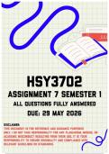 HSY3702 Assignment 7 Semester 1 Memo &vert; Due 29 May 2026&NewLine;